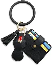 [Generic] Wristlet Keychain-Cute keyrings for women-Tassel-Cardholder-Chapstick Holder-Leather Key Chain Accessories-Bracelet Car Key Ring-Gift Idea for her