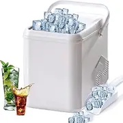Electric Countertop Ice Maker, Self-Cleaning Ice Cube Maker with Ice Scoop and Basket, 9 Ice Cubes in 6 Mins, 2 Sizes of Ice, 12 KG in 24Hrs, Ice Maker Machine for Home, Kitchen,Office,Bar and Party