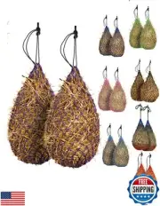 Majestic Ally 2 pcs 42" Long and 2.0"x 2.0" Holed Hay Net for Horses, Adjusta
