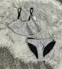 Hampton Mermaid Silver Fish Scale Ruffle Bikini 4/5 (MSRP $58)