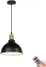 Black 7.8'' Battery Operated Hanging Light with Remote & Bulb, Non Hardwired Pendant Lights for Kitchen Island, No Wires Ceiling Light Chandelier for Living Room Dinning Table Bedroom Bar Farmhouse (