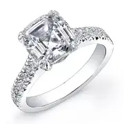2.40 Ctw Asscher Cut Diamond Engagement Ring G, VS1 GIA Center 14k