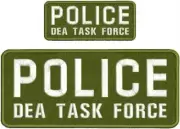 POLICE D TASK FORCE EMBRIDERY PATCH 4X10 AND 2X5 hook on back od Green/white