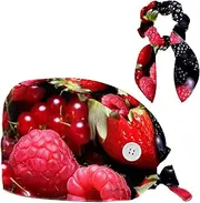 [YTYVAGT] Scrub Caps Women,Scrub Hats Suitable for Women,Berries Strawberry Fruit
