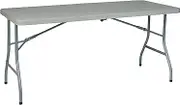 Office Star Resin Multipurpose Rectangle Table, 5-Feet Long, Center Folding with Wheels