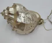 Seashell Glass Christmas Ornament with Seed Beads Holiday Time New