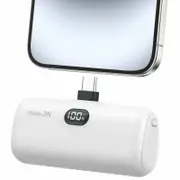 Tough On Mini Portable Charger 5000mAh Power Bank USB C Charging for Samsung Android iPhone 15 & 16 Series White