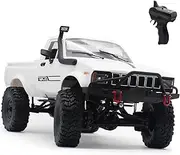 RC Rock Crawler 4x4 Off Road Remote Control Truck, WPL C241 RC Crawler with 2 Rechargeable Batteries, 4WD Pick-up Truck RTR RC Car Climbing Vehicle for Kids Adults (White)