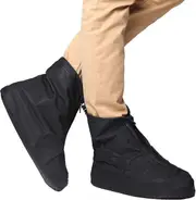 Waterproof Overshoes - Black Non-Slip Reusable Rain Boot Overs - Size 43/44 M