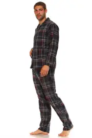 Men's Soft & Comfortable Long Sleeve Pajama Lounge Set PJ Fleece Plaid Sleepwear