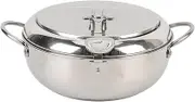 YUEHISY Fryer Pot, 201 Stainless Steel Fish Fryer with Thermometer for Cooking Chicken Wings, Seafood, French Fries, Multifunctional Deep Frying Pot (24cm)