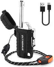 Extremus 360°Flexible Neck Waterproof Lighter,Outdoor Windproof Lighter Dual Arc Lighter USB Rechargeable Flameless Lighter, Black