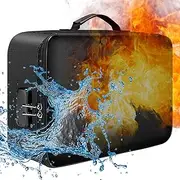 [FUNFANG] Document Bags, Fireproof Document Bag with Lock Zipper Closure Fire & Water Resistant Money Bag Storage Pouch Organizer Case Travel Safe Bag for Documents Files Money Cards Passport Valuables