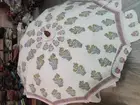 Block Print Indian Tent Décor 6.5ft Handmade Garden Patio Umbrella White Floral
