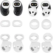 4 Pairs Galaxy Buds Live Ear Tips Ear Hooks Kit Set, Small/Large 2 Size Silicone Anti-Slip Fit in Case Rubber Ear Buds Wings Eartips Compatible with Samsung Galaxy Buds Live - Mystic White