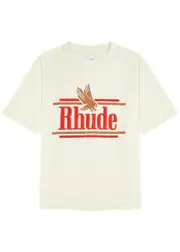 Rhude Rossa Logo-print Cotton T-shirt - Cream S
