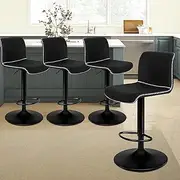 [ALFORDSON] Bar Stool, 4X Swivel Remy Kitchen Barstools with Height Adjustable Gas Lift Counter Dining Chairs with Footrest and Floor Protector, Black