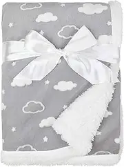 American Baby Company Heavenly Soft Chenille Sherpa Receiving Blanket, 3D Gray Cloud, 30" x 35", for Boys and Girls
