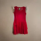 VIJIV 1920s Flapper High Tea Great Gatsby Red Dress With Tiered Skirt Size Large
