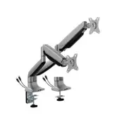 BRATECK SINGLE SCREEN HEAVY-DUTY MECHANICAL SPRING MONITOR ARM WITH USB PORTS For most 17'~45' Monitors, Matte Silver(New)