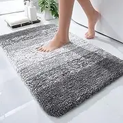 Ofrdncy Luxury Bath Rug Mat, 24x16(60 * 40cm), Extra Soft and Absorbent Microfiber Bathroom Mat, Non-Slip Plush Shaggy Bath Carpet, Machine Wash Dry(Grey)