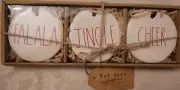 Rae Dunn by Magenta Ceramic Christmas Ornaments Falala Jingle Cheer
