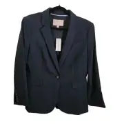 Banana Republic NWT Wool Suiting Blazer Blue Subtle Plaid One Button Size 12p