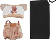 ​Plush Doll Clothes Set, Combed Cotton T Shirt Overalls with Storage Bag, Pretend Play Dress up Kit for 8in/20cm Stuffed Animals (Apricot)