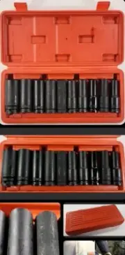 10PCS - 1/2 8-24mm x 78mm Length extralong deep impact Socket Wrench Set Box