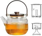 1000ml Glass Teapot with Removable Infuser Borosilicate Clear Teapot for Flower Tea and Loose Leaf Ehugos Stovetop Safe 2 Type Removable Infuser for Women and Adult