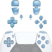 eXtremeRate Replacement D-pad R1 L1 R2 L2 Triggers Share Options Face Buttons, Metallic Titanium Blue Full Set Buttons Compatible with ps5 Controller BDM-030 BDM-040 BDM-050 - Controller NOT Included