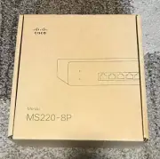 Cisco Meraki MS220-8P Cloud Managed Switch 8-Port Gigabit PoE 8x 1GbE, Unclaimed