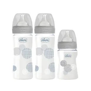 chicco-舒適哺乳-防脹氣玻璃奶瓶促銷組(2大1小)