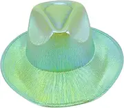 [OATIPHO] Stylish Curved Brim Western Hat Sequined Cowboy Hat for Cosplay Sparkly Party Headwear Green