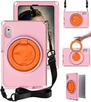 [Jarttarn] Kids Case Compatible with Lenovo Tab M9 9.0 inch 2023 (TB-310FU/TB-310XU),EVA Durable Shockproof Protective Handle Bumper Stand with Shoulder Strap & PET Screen Protector (Pink+Orange)