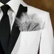 NEW - Men's Grey Sequin & Feather Formal Pocket Square Insert
