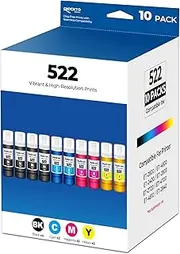 522 Ink Refill Bottles Replacement for ET-2800 ET-2400 ET-4800 ET-2803 522 Ink Refill for Eco tank ET2800 ET2400 ET4800 ET2803 ET-2720 ET-4700 ET-4810 ET-2840 2800 2400 4800 2803 2720 Printer, 10 Pack