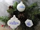 Corningware Blue Cornflower Corelle Inspired Ornament set of 3 - Ceramic/Glass