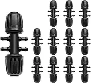 LifCratms 12Pcs Barbed Tee Irrigation Fittings, 1/2 Inch to 1/4 Inch Irrigation Tube Anti-Drop Barbed Hose Fittings Barbed Connectors for 13mm ID / 4mm ID Irrigation Pipe (6 Way Adapter)