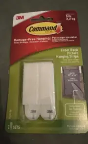 Command 17212-ES Easel-Back Picture Hanging Strips - 2 Sets. New In Pack. 5lbs