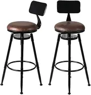 [Levede] Height Adjustable Bar Stool, Industrial 360° Swivel Bar Chairs with Backrest and Footrest, PU Leather Padded Seat Kitchen Counter Stools for Home Bar, Dining Room, Cafe (Set of 1)