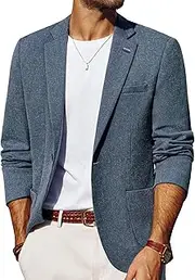 [PJ PAUL JONES] Men's Linen Casual Blazer Sport Coats Lightweight One Button Suit Jacket for Summer