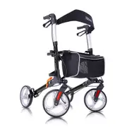 Altus Walker Deluxe Folding Rollator with Seat Aluminum Black
