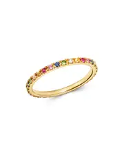 Zoe Lev 14K Yellow Gold Rainbow Gemstone & Diamond Eternity Ring