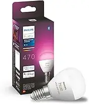 Philips Hue White and Colour Ambiance Luster Smart LED Light Bulb 1 Pack [E14 Edison Screw] for Indoor Home Lighting, Livingroom, Bedroom.