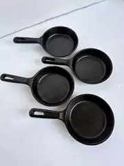 4 Pack Mini Cast Iron Skillet, 4" Small Frying Pans New