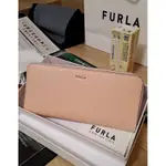 FURLA 1927 CONTINENTAL金屬字母LOGO防刮皮革12卡拉鍊長夾