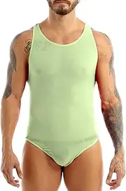 [FEESHOW] Men's Stretch Swimsuit Leotard Bodysuit Underwear Bikini Thongs
