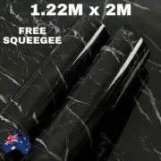 1.22M x 2M Gloss Black Marble Grain M33 Vinyl Wrap Sticker Film Car Furniture