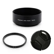 Metal Lens Hood 52mm for Standard Lens Screw-in Mount + UV FILTER + CAP CAMERA
